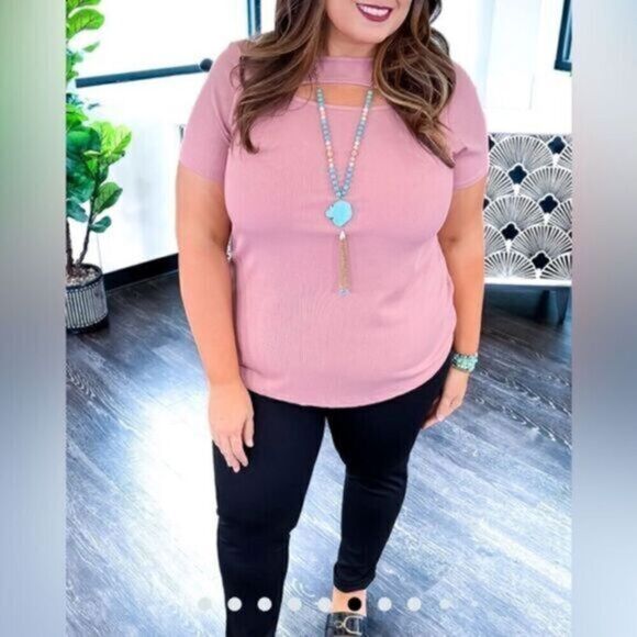 NWT Plus Size Pink Short Sleeve Blouse Top - Size 2XL - Picture 1 of 7